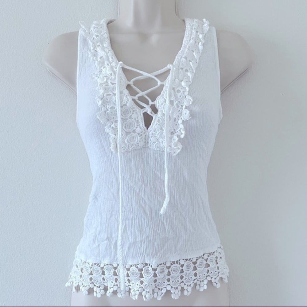 Andree White Lace Trim Top